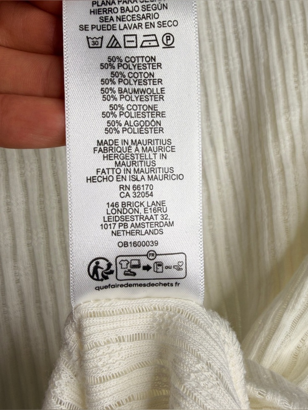 Pilcro Cream Ribbed Mesh Long Sleeve Top Large - Picture 6 of 6